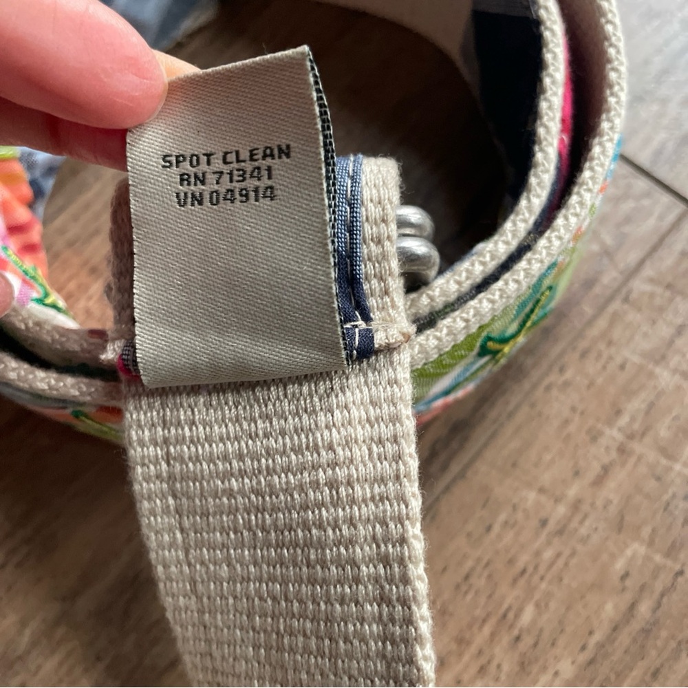 LL Bean Nautical Belt Embroidered Starfish Pastel Preppy Plaid Womens Size M/L - Picture 4 of 8